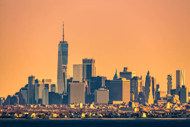 New York high rise skyline and low rise Brooklyn borough