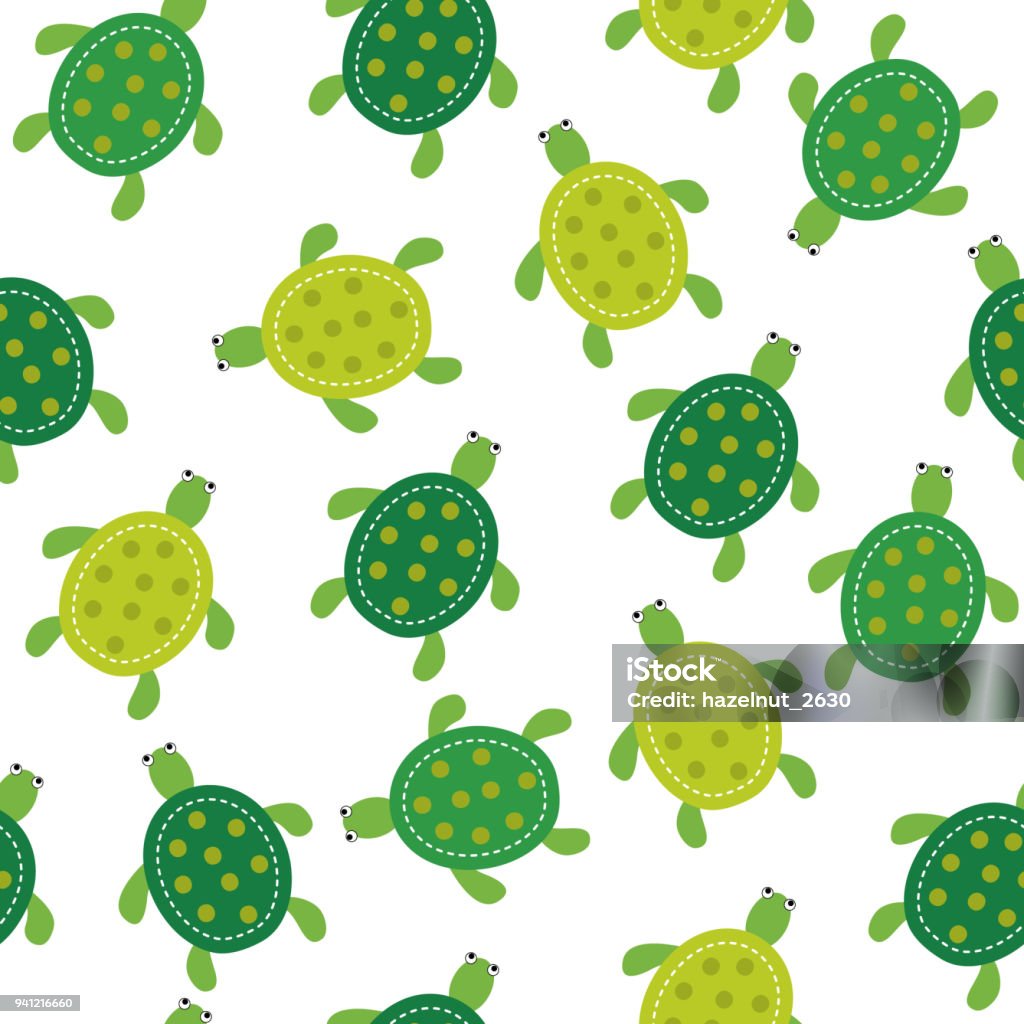 seamless background with cute turtle design Turtle stock vector