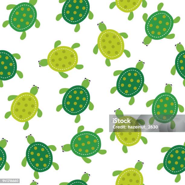 Seamless Background With Cute Turtle Design Stock Illustration - Download Image Now - Turtle, Animal Wildlife, Cartoon