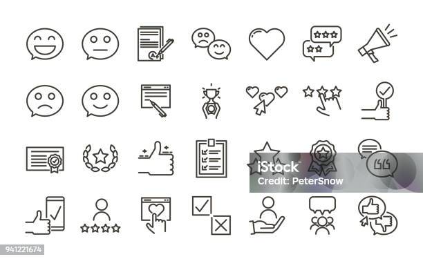 Feedback Testimonial Evaluation And Review Icon Set Customer Satisfaction Online Survey Concepts Vector Thin Line Trendy Design Illustration Stock Illustration - Download Image Now
