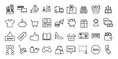 istock Icons related with commerce, shops, shopping malls, retail. Vector illustration thin line design set 941221716