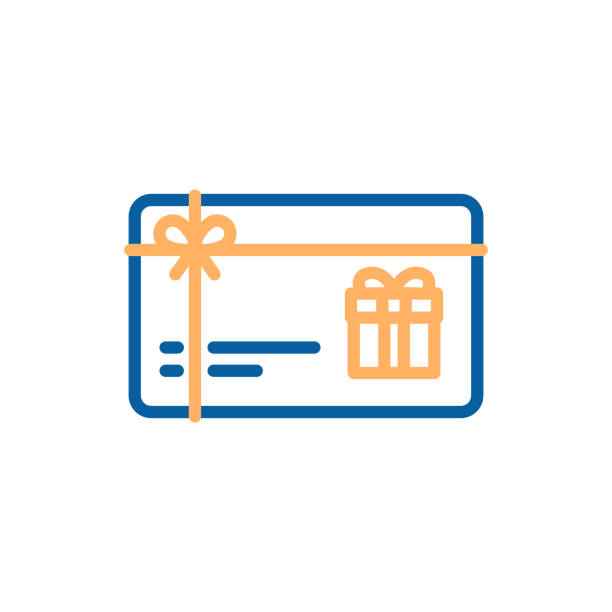 Gift card vector thin line icon. Voucher, coupon, present illustration vector eps10 gift tag note stock illustrations