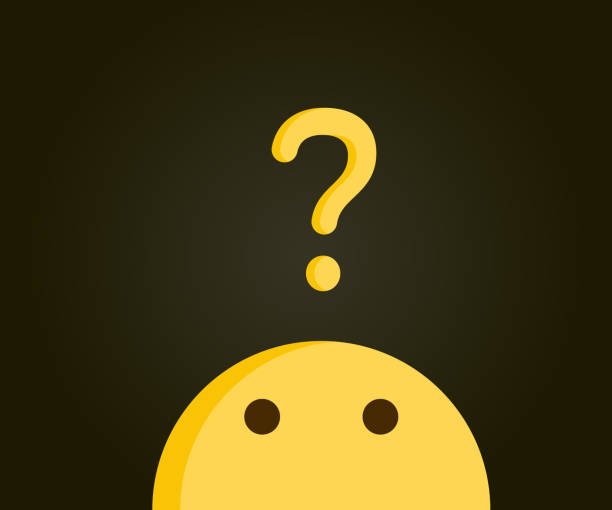 Cute emoji looking up at a question mark indicating a problem. Problem solving, curiosity, questions, doubts, solutions. Vector illustration design vector eps10 curious stock illustrations