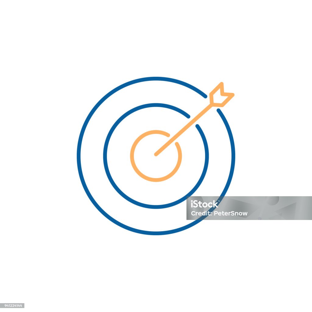 Aim target focus with arrow. Vector trendy thin line icon illustration design. Strategy, success, efficiency, business. vector eps10 Sports Target stock vector