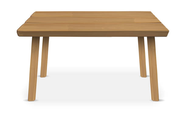 白い背景の上の実質の木製のテーブル - 机点のイラスト素材／クリップアート素材／マンガ素材／アイコン素材