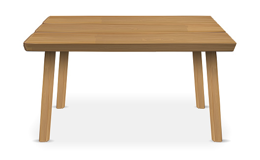 real wood table on a white background
