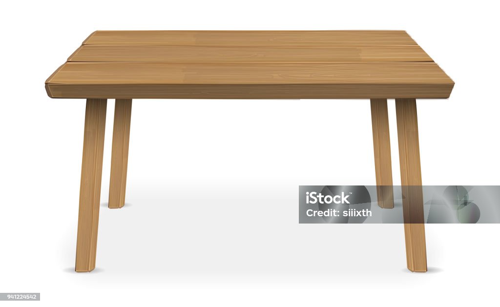 real wood table on a white background Table stock vector