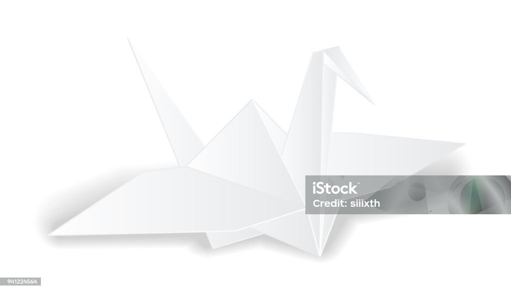 origami crane white paper bird vector isolated Animal stock vector