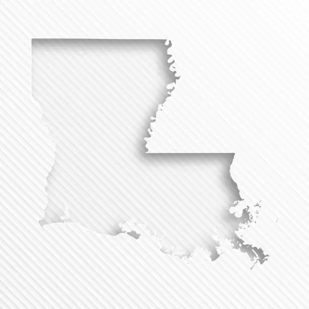 Vector illustration of Louisiana map with paper cut on abstract white background