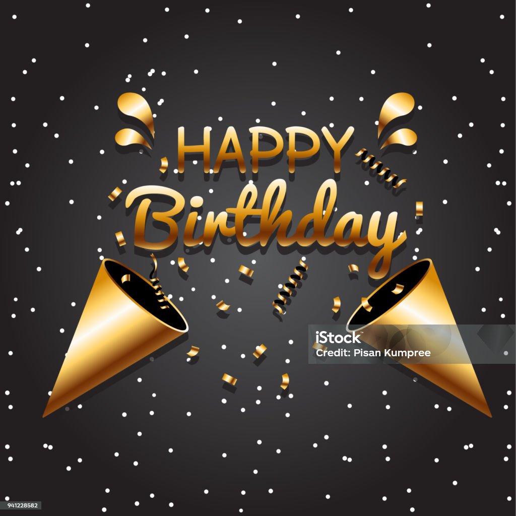 Chúc Mừng Sinh Nhật Đen Vàng Đen Nền Vector Hình Ảnh Hình minh họa ...