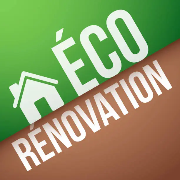 Vector illustration of Green Renovation in English: eco-renovation