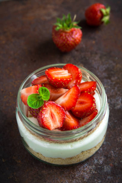 istock Strawberry cheesecake in jar 941233128