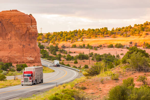 istock Truck at Sunset on the Desert Highway 941233986