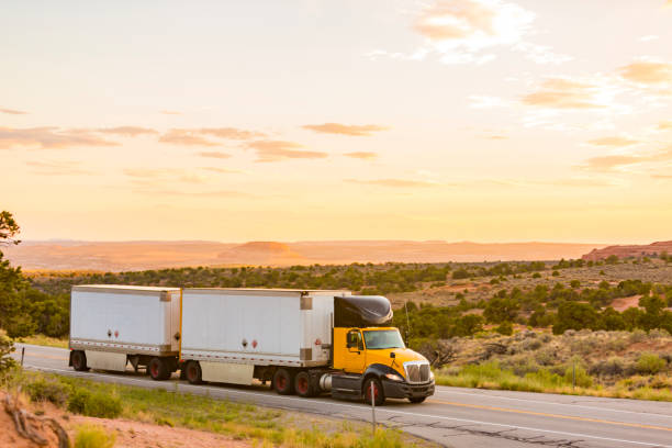 istock Truck at Sunset on the Desert Highway 941233988