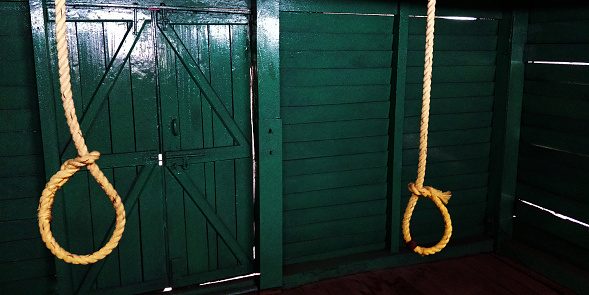 Hangman’s noose handing in the jail.