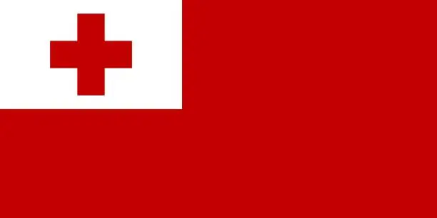 Vector illustration of Flag of Kingdom of Tonga official colors and proportions, vector image