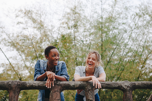 Two women hanging out outdoors