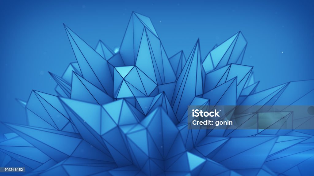 Blue Polygonal Shape Abstract 3d Render Stock Illustration - Download ...