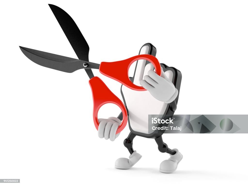 Cursor Character Holding Scissors Stock Photo - Download Image Now ...