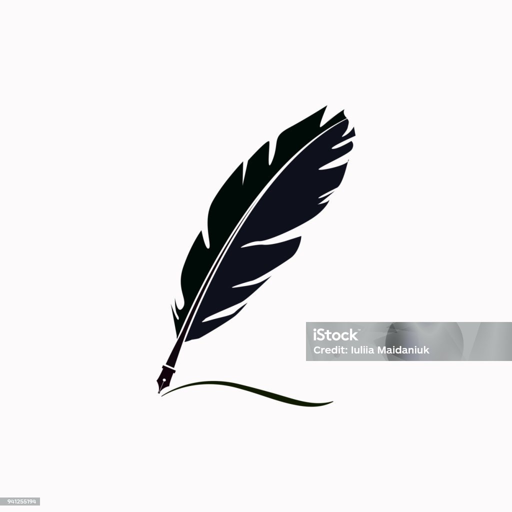 Feather vector  icon. Writing - Activity stock vector