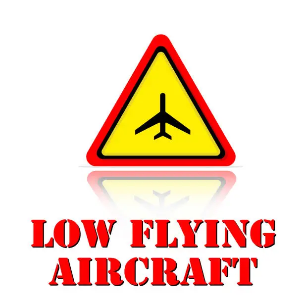 Vector illustration of Yellow Warning Low Flying Aircraft Icon Background Vector Image