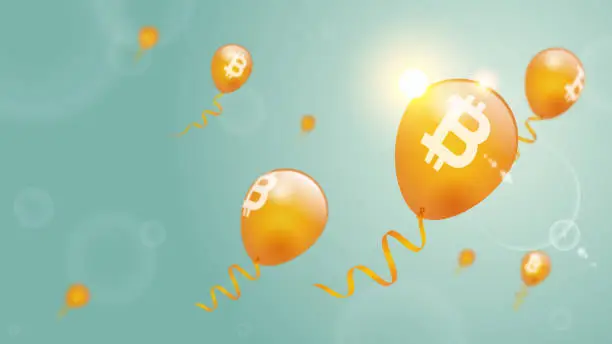 Vector illustration of Cryptocurrency concept [Balloons in the sky]