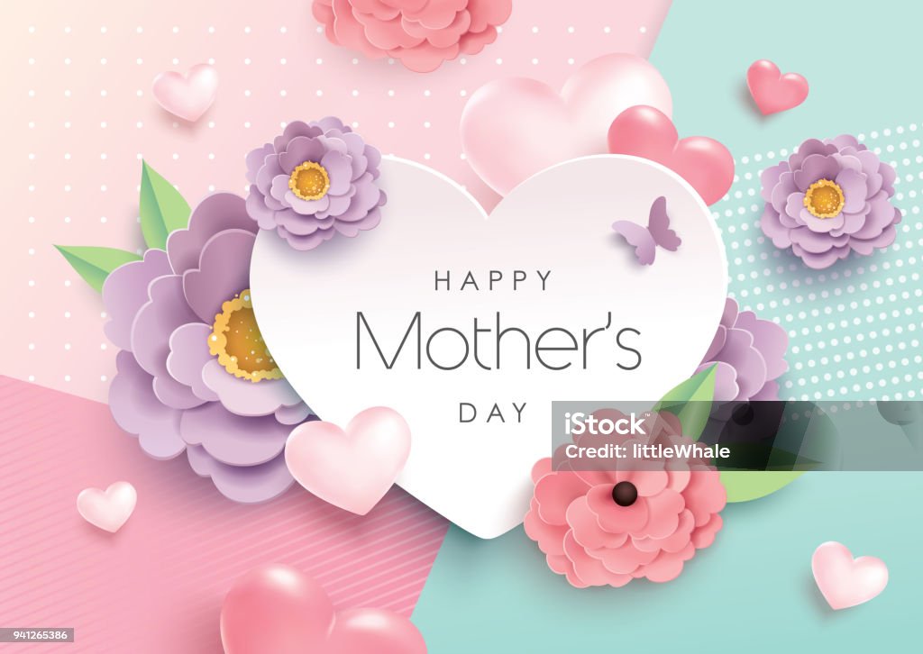 Happy Mother's Day Mother's Day greeting card design with beautiful blossom flowers Mother's Day stock vector