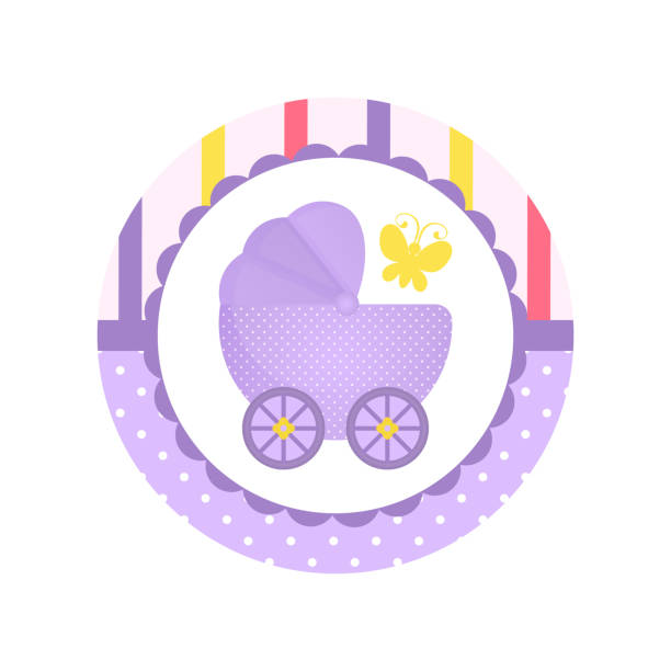 istock Cartoon Baby carriage icon with a butterfly. 941271814