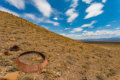 Abandoned steel part in the Utah desert looking like space junk from the early rocket program
