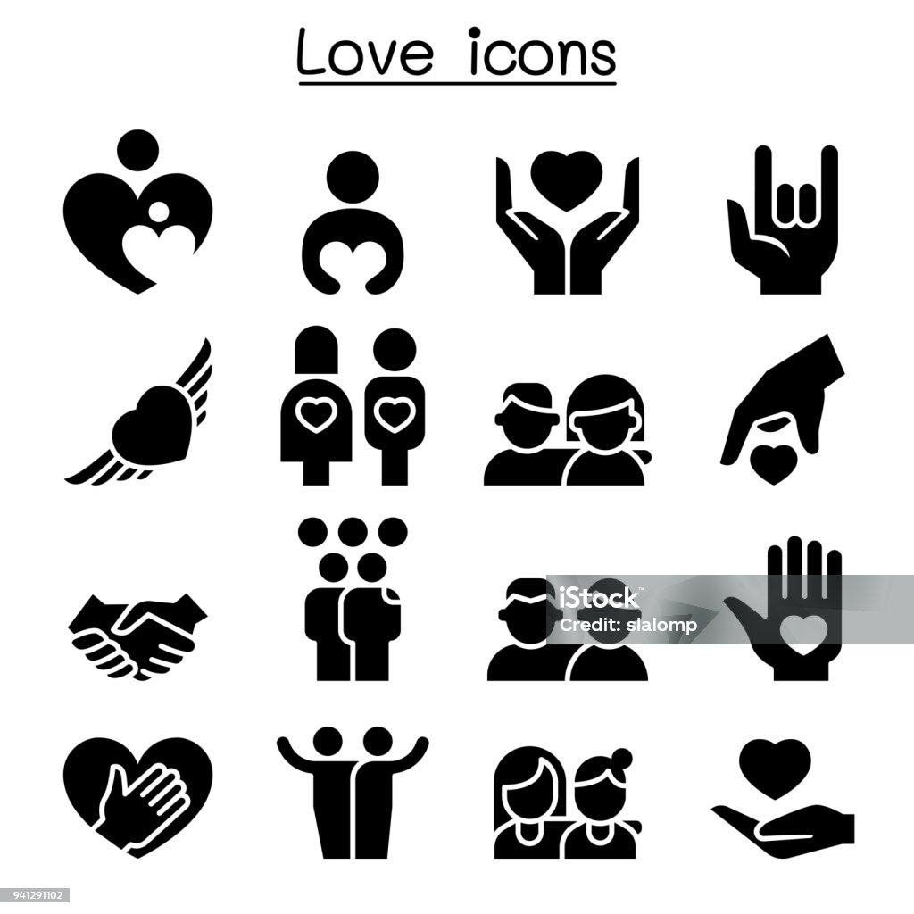 Love, Relationship, Friend, Family icon set Icon Symbol stock vector