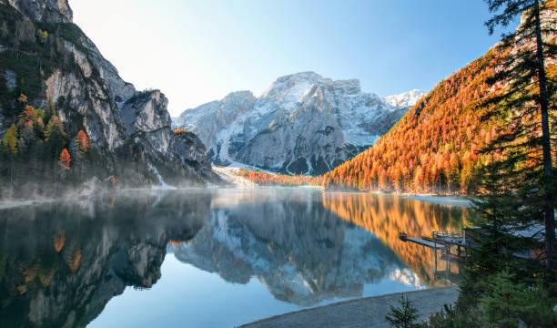 istock Beautiful lake in the alps at autumn 941299088