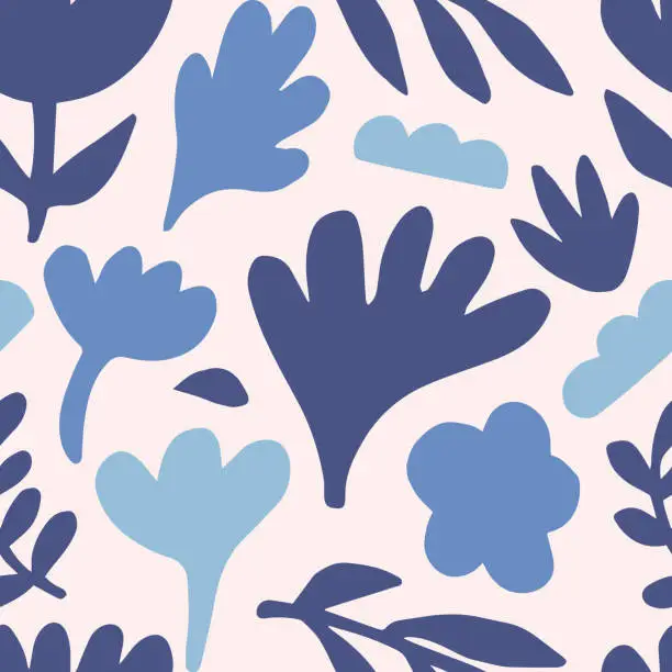 Vector illustration of Hand drawn floral seamless repeat pattern