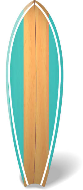 illustrazioni stock, clip art, cartoni animati e icone di tendenza di tavola da surf in legno vettoriale summer surfing surf isolata tavola da surf realistica. - surfboard