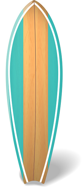 Wood surf board Summer Surfing Isolated realistic surfboard. Vector illustration
