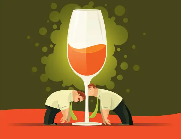 Vector illustration of businessmen with wine glass