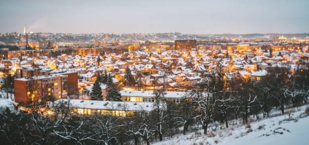 istock High Angle View Of Illuminated Cityscape During Winter 941328452