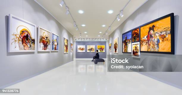 Artists Collection At Showroom Stock Photo - Download Image Now - Art Museum, Art, Exhibition