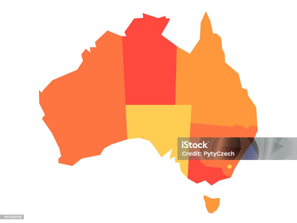 Vector orange blank map of Australia Orange blank map of Australia. Vector illustration Australia stock vector