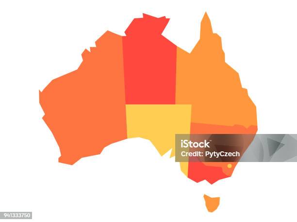 Vector Orange Blank Map Of Australia Stock Illustration - Download Image Now - Australia, Map, Western Australia