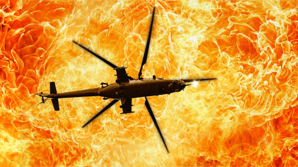 istock WAR. Helicopters on a fiery background, Fire flames 941334110