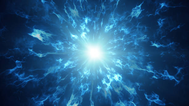 ondes de plasma fractal bleu abstrait fond futuriste - explosif photos et images de collection