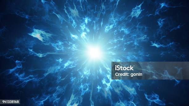 Fractal Blue Plasma Waves Abstract Futuristic Background Stock Photo - Download Image Now