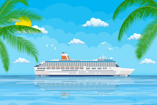 krajobraz wysp i plaży. - cruise travel beach bay stock illustrations