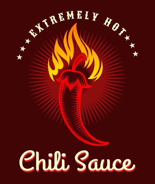 burning hot chili peppers-hintergrund - spice symbol green chili pepper stock-grafiken, -clipart, -cartoons und -symbole