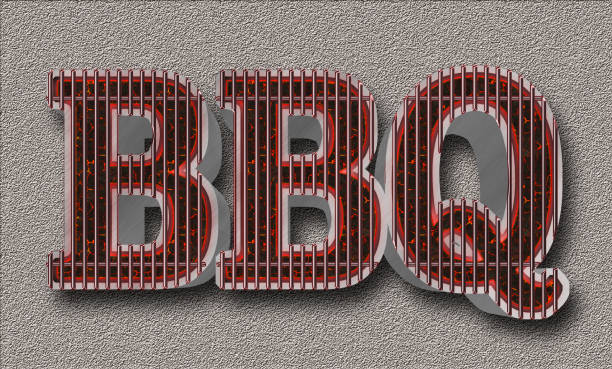 istock Stock Illustration - Text: BBQ , Big Glowing Coals BBQ, 3D Illustration, 941348418