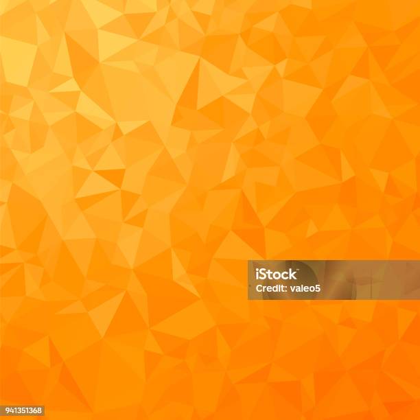 Orange Polygonal Background Triangular Pattern Low Poly Texture Abstract Mosaic Modern Design Origami Style Stock Illustration - Download Image Now