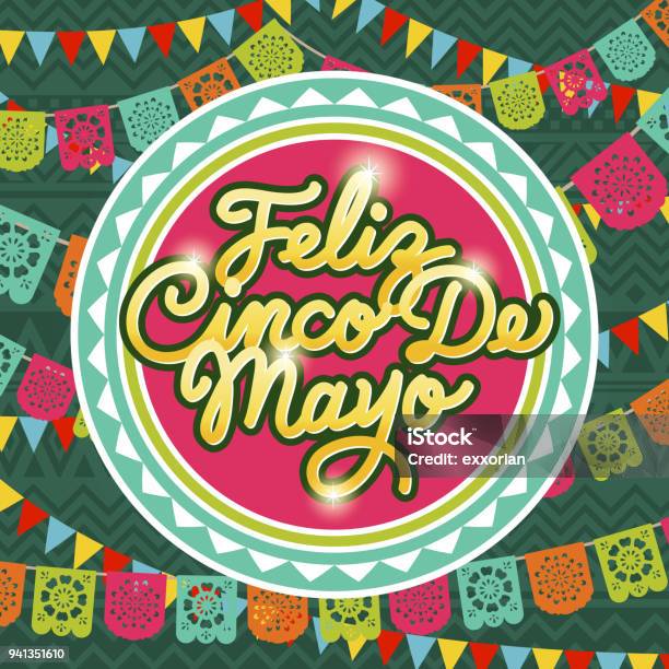 Cinco De Mayo Chopped Paper Stock Illustration - Download Image Now - Mexico, Circle, Bunting