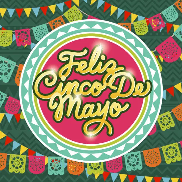 Vector illustration of Cinco De Mayo Chopped Paper