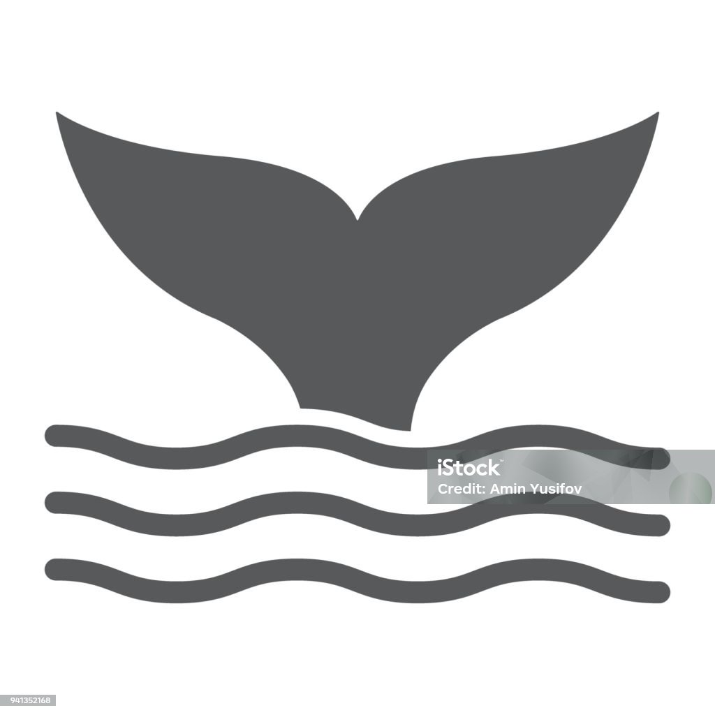 Whale tail glyph icon, animal and underwater, aquatic sign vector graphics, a solid pattern on a white background, eps 10. Tail stock vector