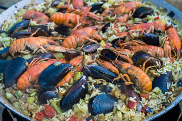 istock Spanish Seafood Paella with Prawns Mussels and crayfish 941355818